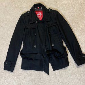 EDC Women's Wool Black Pea Coat